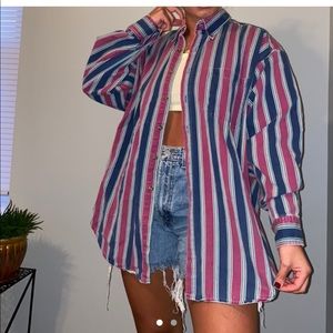 Striped oversized flannel jacket